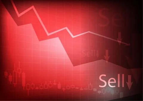 Vector : Decreasing business graph on red background Stock Illustration