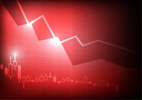 Vector : Decreasing business graph on red background Stock Illustration