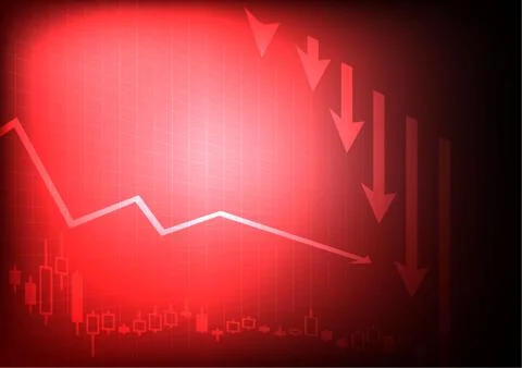 Vector : Decreasing business graph on red background Stock Illustration