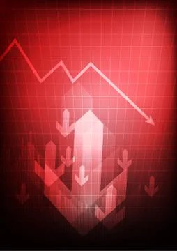 Vector : Decreasing business graph on red background Stock Illustration