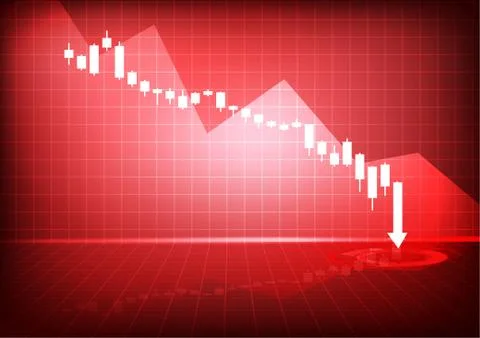 Vector : Decreasing business graph on red background Stock Illustration