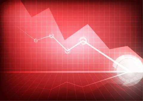 Vector : Decreasing business graph on red background Stock Illustration