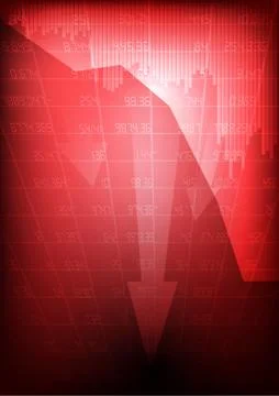 Vector : Decreasing business graph on red stock board Stock Illustration
