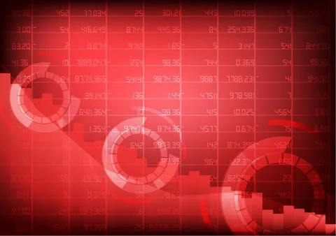 Vector : Decreasing business graph with stockboard on red background Stock Illustration
