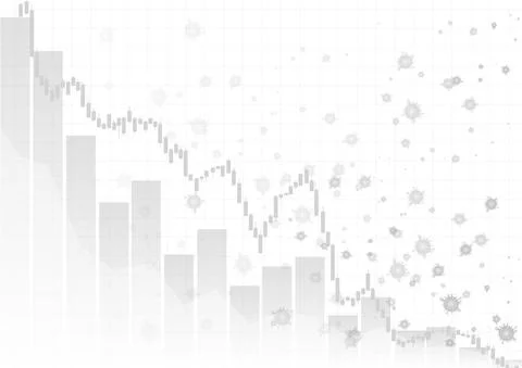 Vector : Decreasing business graph with virus on white background Stock Illustration
