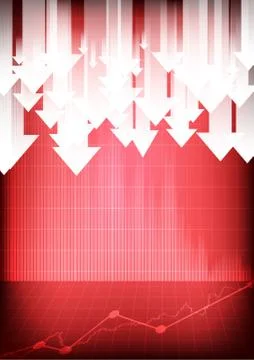 Vector : Decreasing business graphs and arrows on red background Stock Illustration