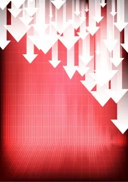Vector : Decreasing business graphs and arrows on red background Stock Illustration