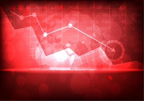 Vector : Decreasing business graphs with virus and world on red background Stock Illustration