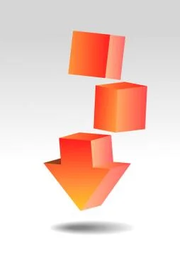 Vector : Decreasing red arrow on gray background Stock Illustration