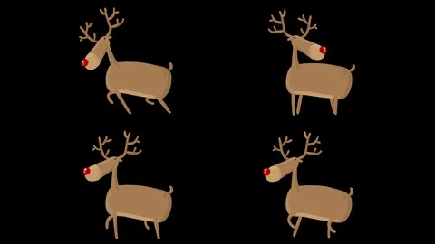Vector Deer 4 Looped Animations with Alpha Matte Stock Footage 99174275