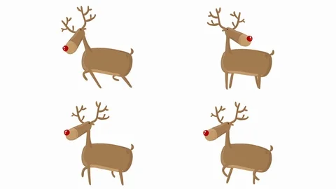 Vector Deer 4 Looped Christmas Deer walking Animations with Luma Matte Stock Footage 118766372