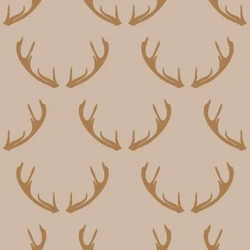 Vector deer antlers seamless pattern Stock Illustration