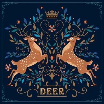 Vector deer is decorated Stock Illustration