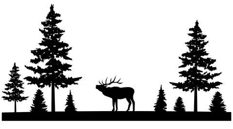 Vector deer in the forest Stock Illustration