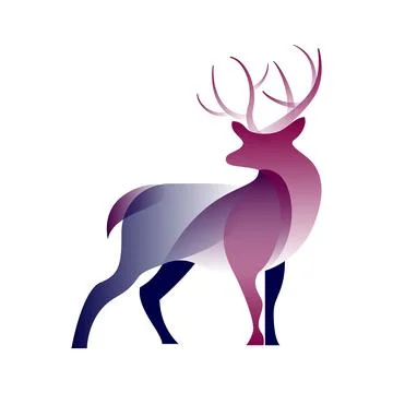 Vector deer in gradient style. Digital art Stock Illustration