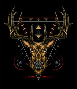 Vector Deer head illustration serious face Stock Illustration