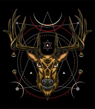 Vector Deer head illustration serious face Stock-Illustration