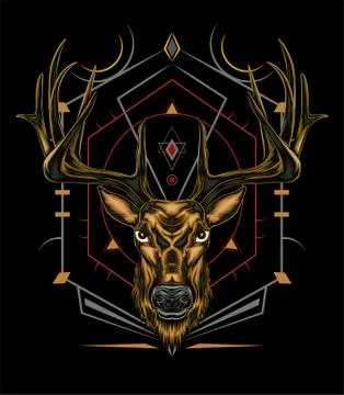 Vector Deer head illustration serious face Stock-Illustration