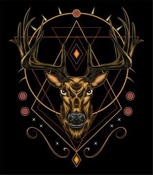 Vector Deer head illustration serious face Stock Illustration