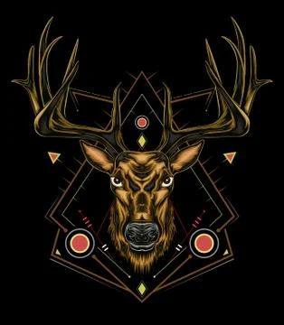 Vector Deer head illustration serious face Stock Illustration