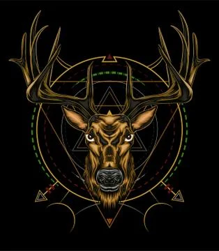 Vector Deer head illustration serious face Stockillustratie