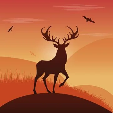 Vector Deer scenery for your ideas Stock Illustration