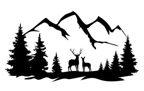 Vector deer in the wilderness Stock Illustration