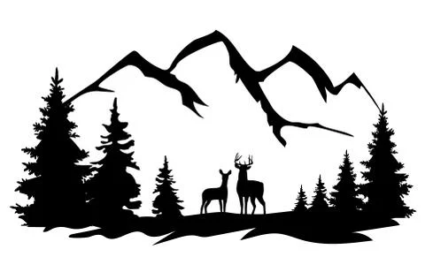 Vector deer in the wilderness Stock Illustration