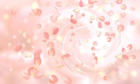 Vector delicate background with falling pink rose petals イラスト素材