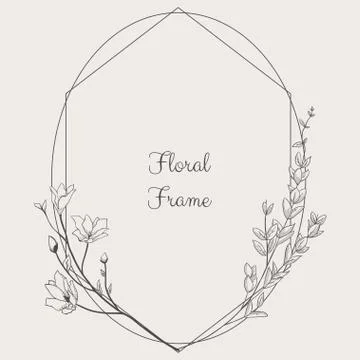 Vector Delicate Floristic Geometric Frame. Stock Illustration