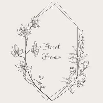 Vector Delicate Floristic Geometric Frame. Stock Illustration