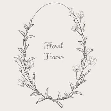Vector Delicate Floristic Geometric Frame. Stock Illustration