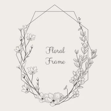 Vector Delicate Floristic Geometric Frame. Stock Illustration