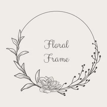 Vector Delicate Floristic Geometric Frame. Stock Illustration