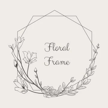 Vector Delicate Floristic Geometric Frame. Stock Illustration