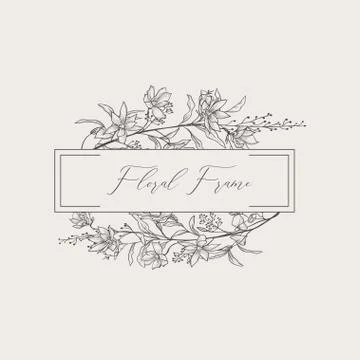 Vector Delicate Floristic Geometric Frame. Stock Illustration