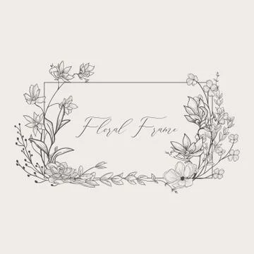 Vector Delicate Floristic Geometric Frame. Stock Illustration