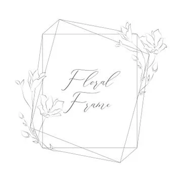 Vector Delicate Floristic Geometric Frame with Flowers Stock Illustration