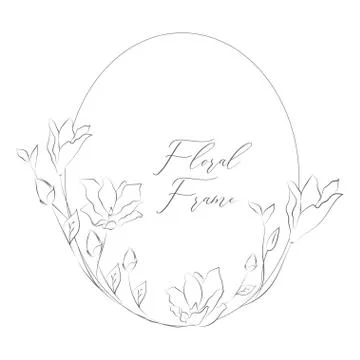 Vector Delicate Floristic Round Frame with Flowers Stock Illustration