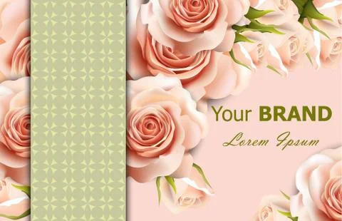 Vector delicate roses floral background. Abstract elements decor. 3d realisti Stock Illustration