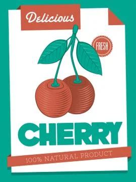 Vector delicious cherry poster Stock Illustration