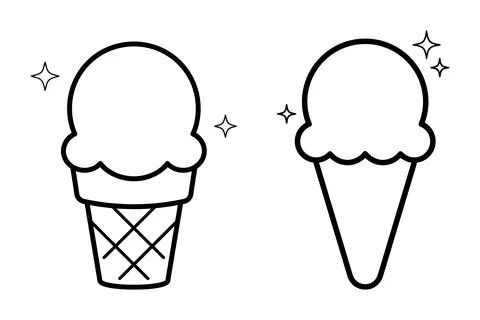 Vector of Delicious ice cream cones with waffle and plain scoops Stock Illustration