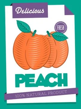 Vector delicious peach poster Stock Illustration