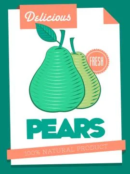 Vector delicious pears poster Stock Illustration