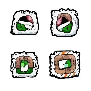 Vector Delicious Sushi Set ,food icons ,Japanese food Stock Illustration