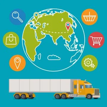 Vector delivery service concept background. Logistics in business and industry Illustrazione stock