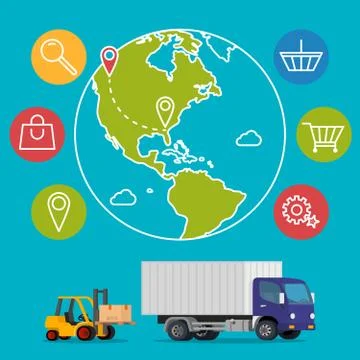 Vector delivery service concept background. Logistics in business and industry 스톡 일러스트