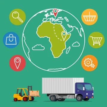 Vector delivery service concept background. Logistics in business and industry イラスト素材