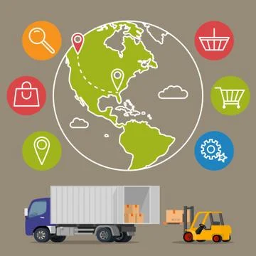 Vector delivery service concept background. Logistics in business and industry Illustrazione stock