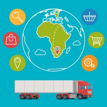 Vector delivery service concept background. Logistics in business and industry Illustrazione stock